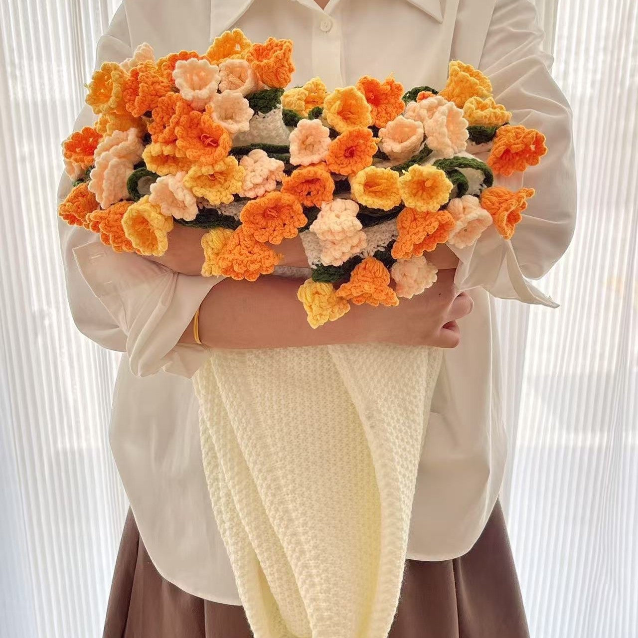 Rose Bouquet Blanket Finished Eternal Flower Nap Flower Blanket Handwoven Decorative Blanket Vintage Wool Blanket Factory Direct Sales