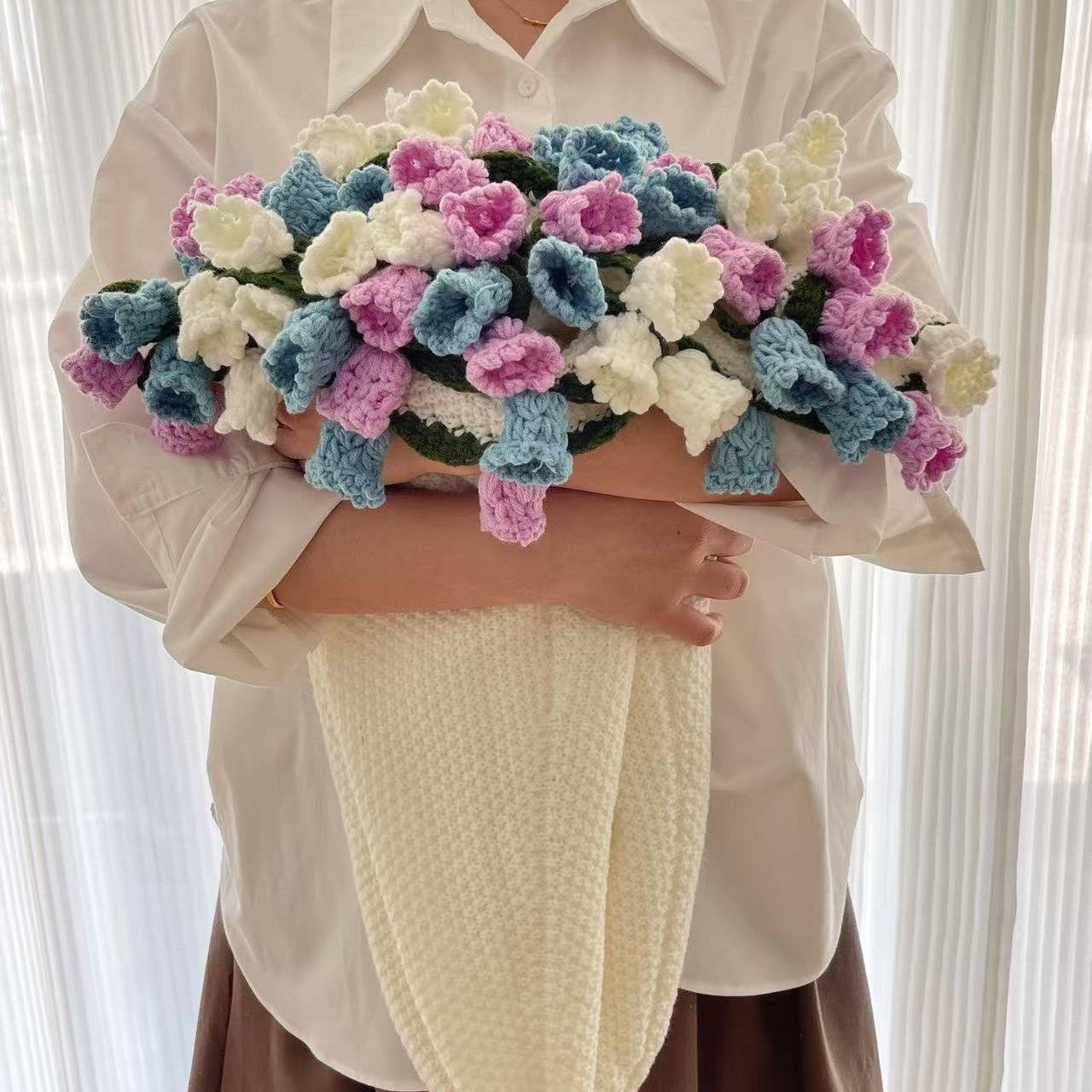 Rose Bouquet Blanket Finished Eternal Flower Nap Flower Blanket Handwoven Decorative Blanket Vintage Wool Blanket Factory Direct Sales