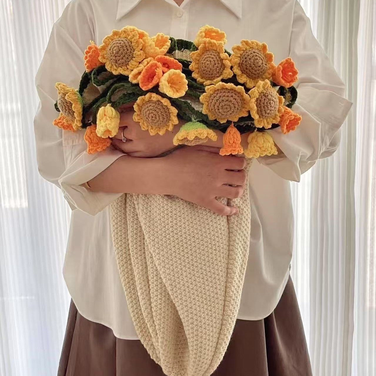 Rose Bouquet Blanket Finished Eternal Flower Nap Flower Blanket Handwoven Decorative Blanket Vintage Wool Blanket Factory Direct Sales