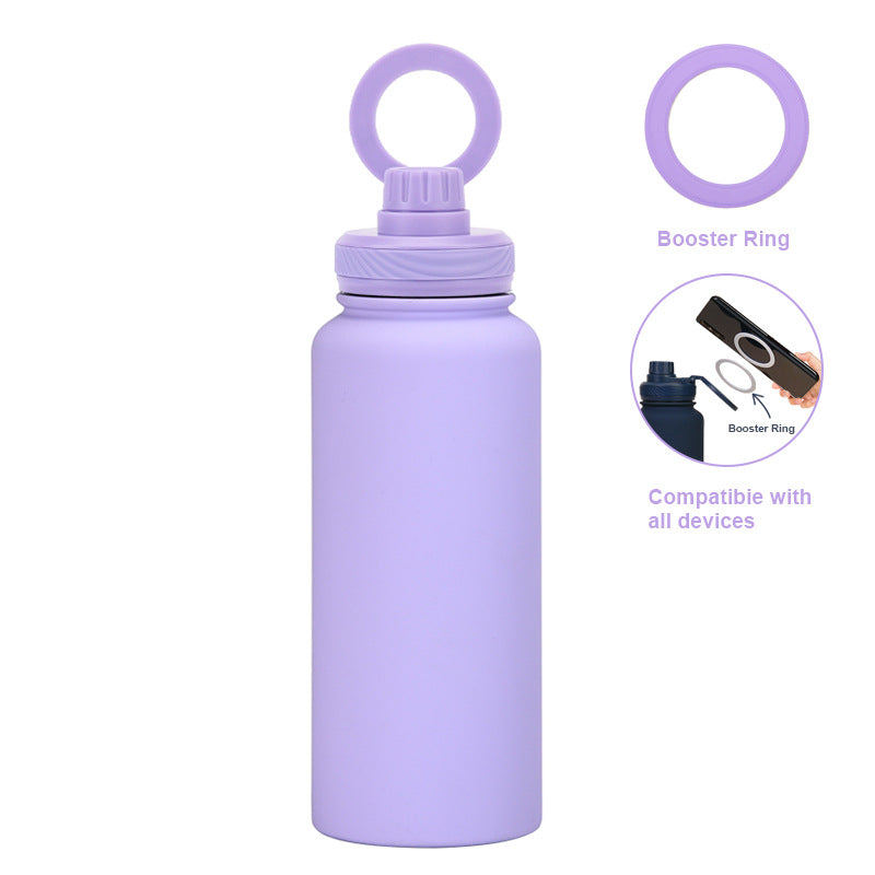 Magnetic Phone Holder Outdoor Large Capacity 1L Wide-Mouth Insulated Stainless Steel Sports Water Bottle