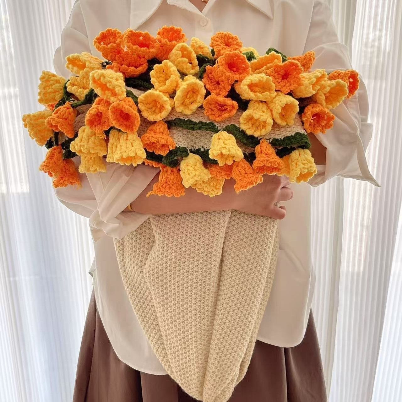 Rose Bouquet Blanket Finished Eternal Flower Nap Flower Blanket Handwoven Decorative Blanket Vintage Wool Blanket Factory Direct Sales