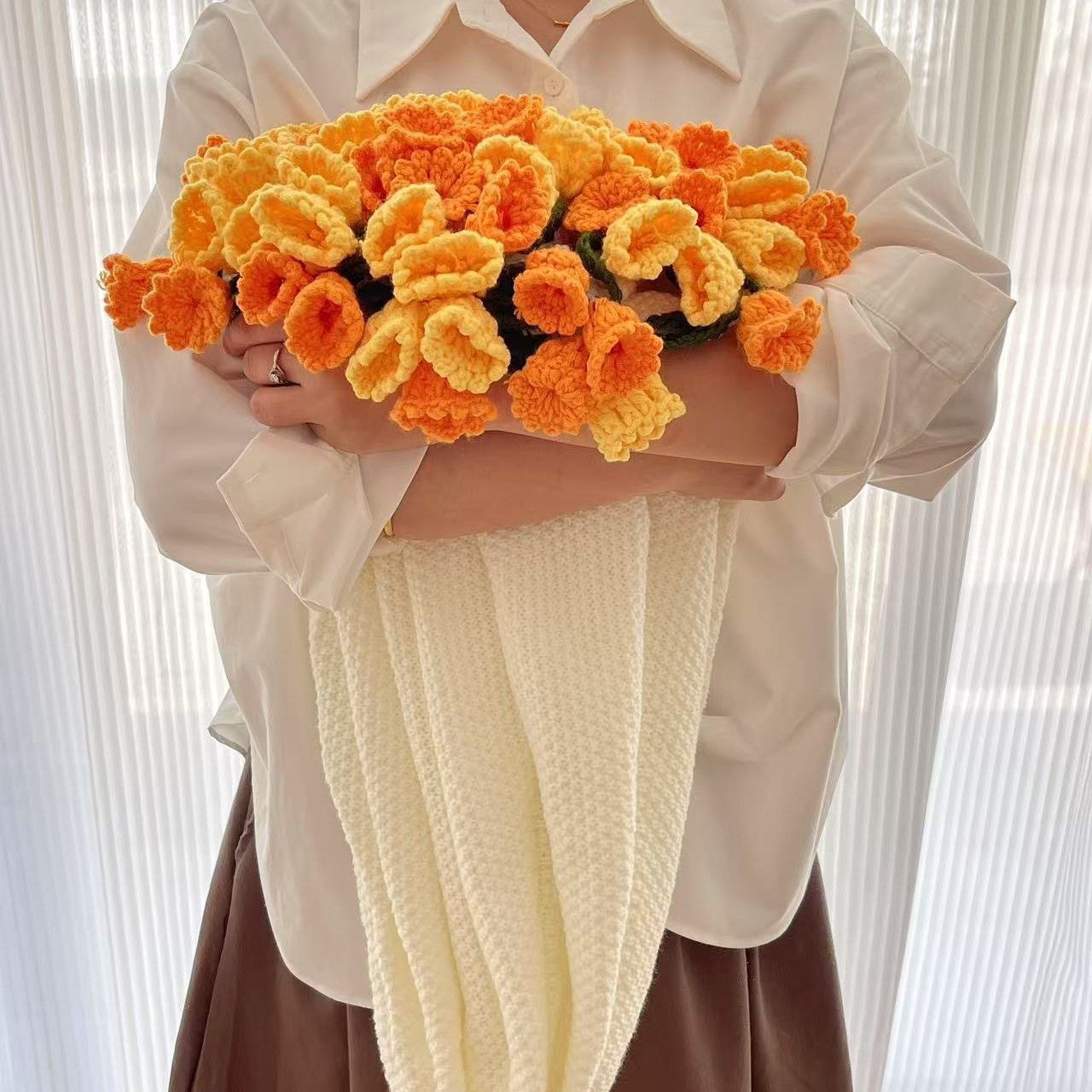 Rose Bouquet Blanket Finished Eternal Flower Nap Flower Blanket Handwoven Decorative Blanket Vintage Wool Blanket Factory Direct Sales