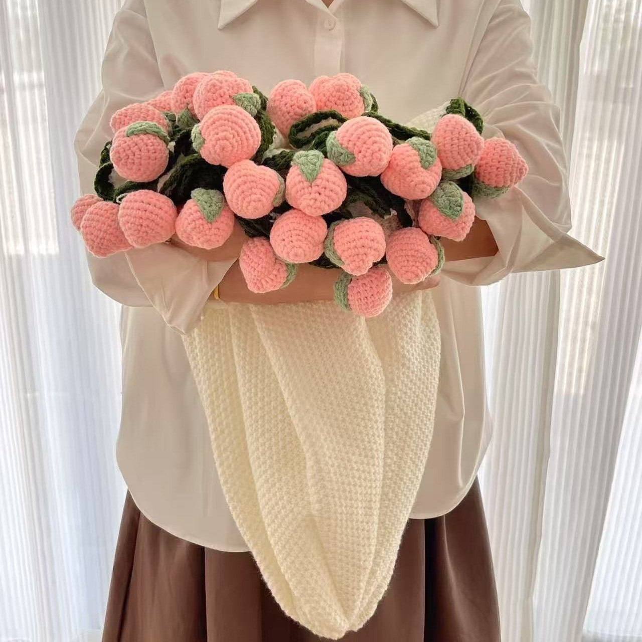 Rose Bouquet Blanket Finished Eternal Flower Nap Flower Blanket Handwoven Decorative Blanket Vintage Wool Blanket Factory Direct Sales