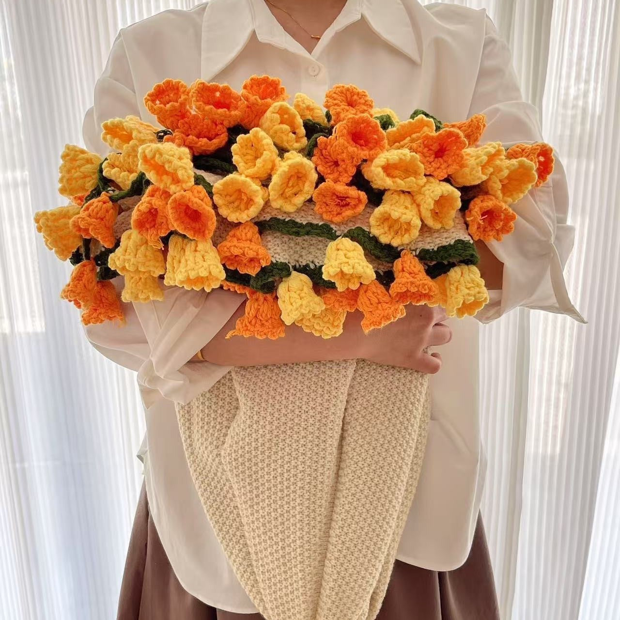 Rose Bouquet Blanket Finished Eternal Flower Nap Flower Blanket Handwoven Decorative Blanket Vintage Wool Blanket Factory Direct Sales