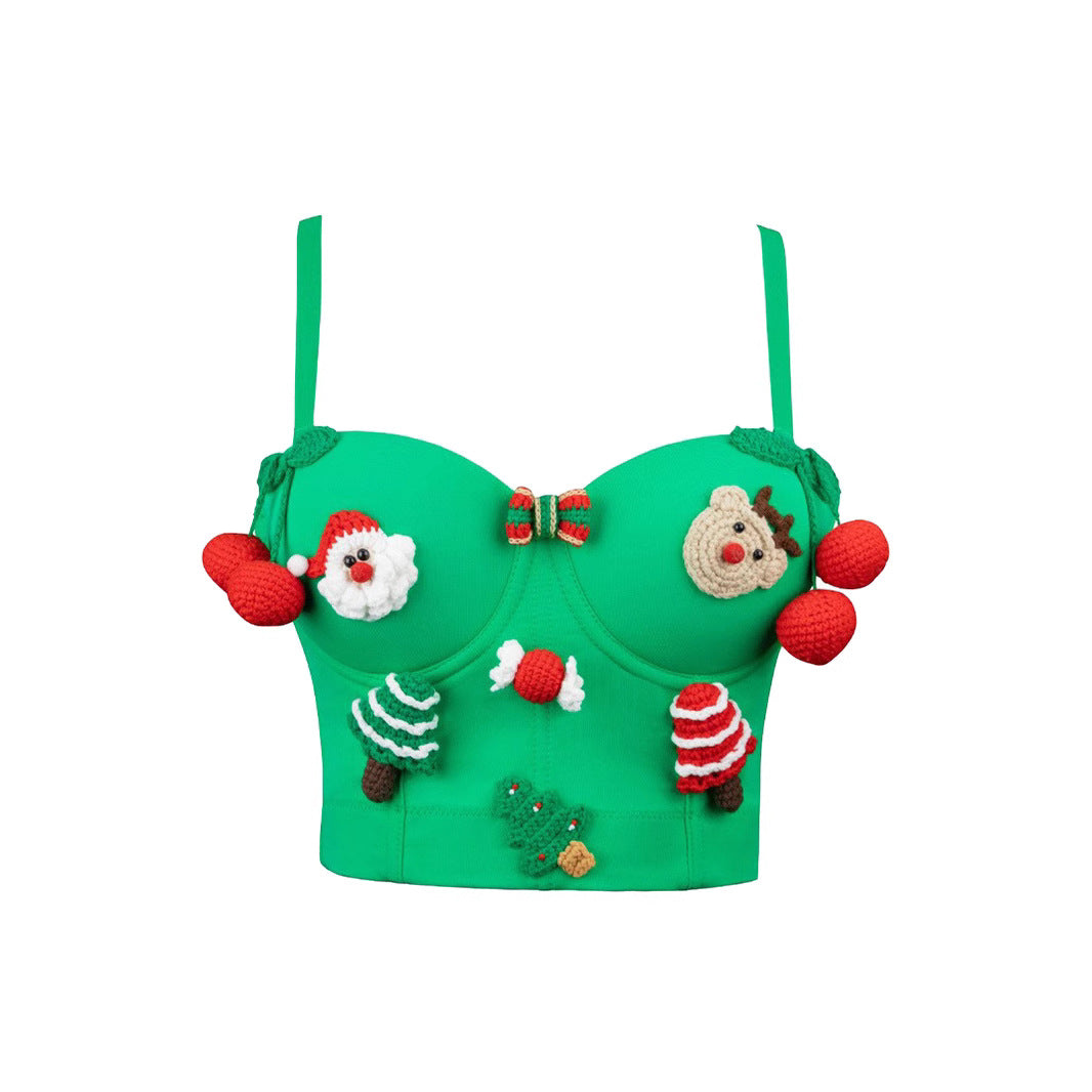 Christmas Bralette Spicy Girl Pure Desire Style Boned Corset Backless Bra