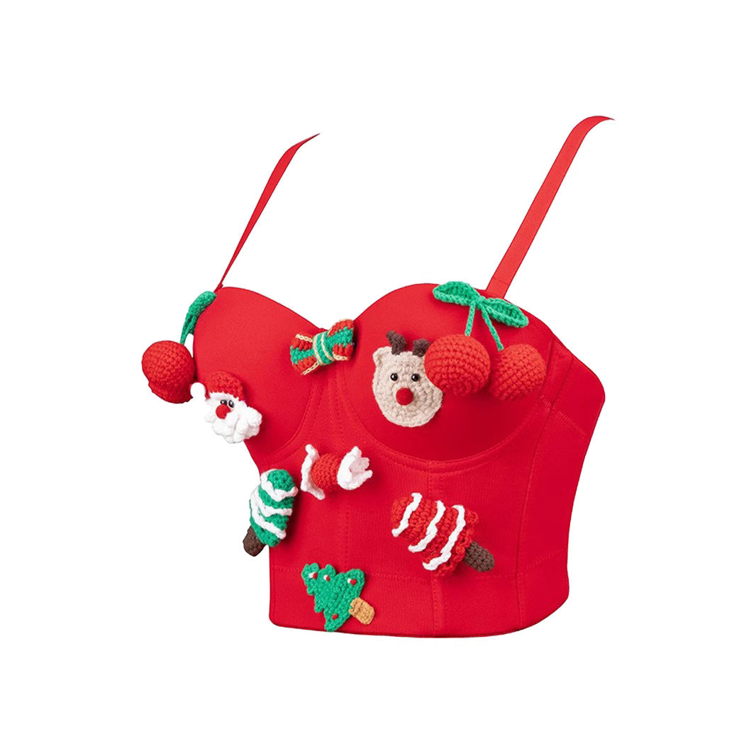 Christmas Bralette Spicy Girl Pure Desire Style Boned Corset Backless Bra