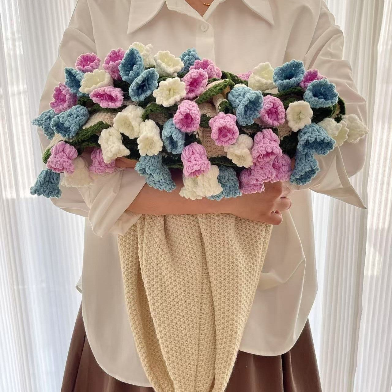 Rose Bouquet Blanket Finished Eternal Flower Nap Flower Blanket Handwoven Decorative Blanket Vintage Wool Blanket Factory Direct Sales