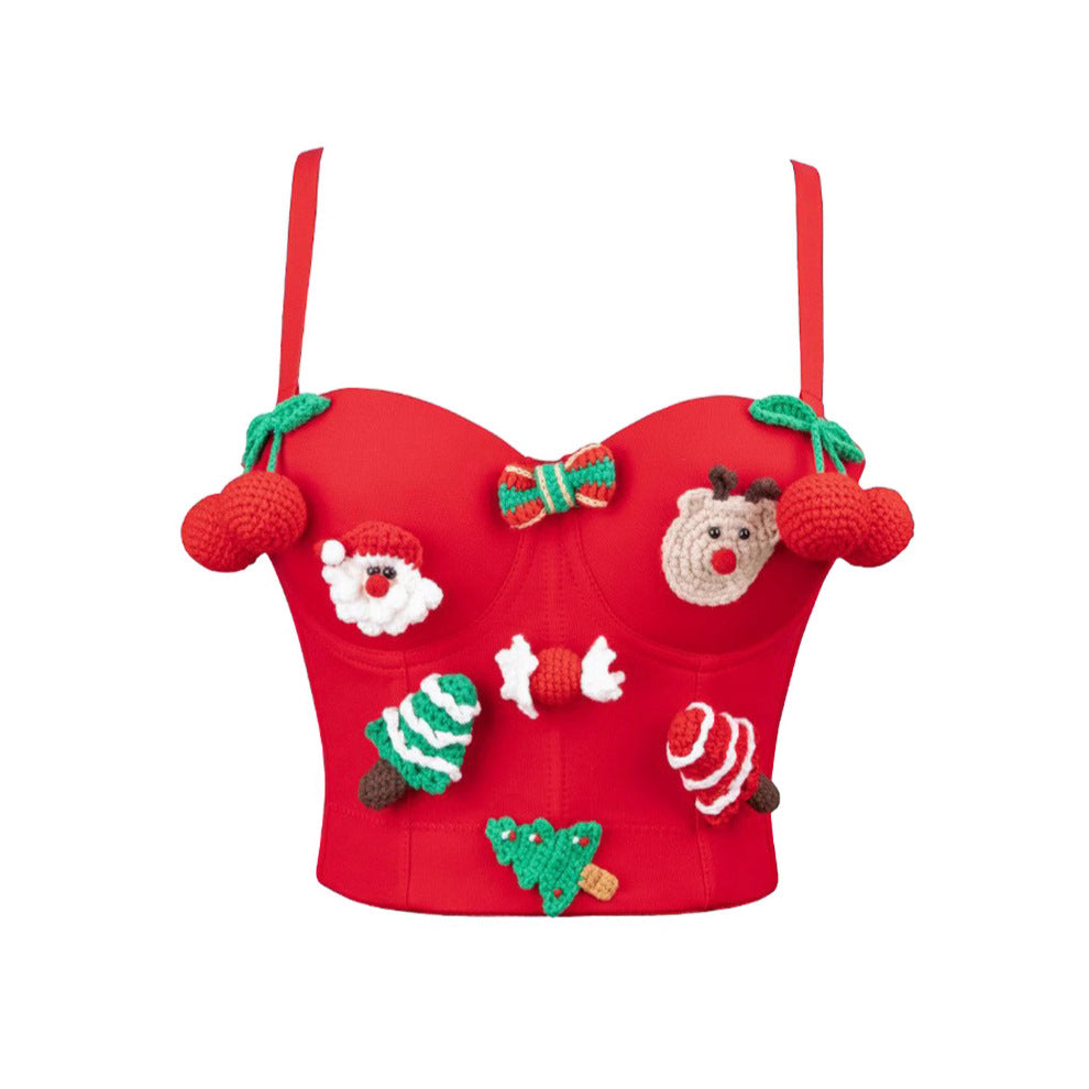 Christmas Bralette Spicy Girl Pure Desire Style Boned Corset Backless Bra