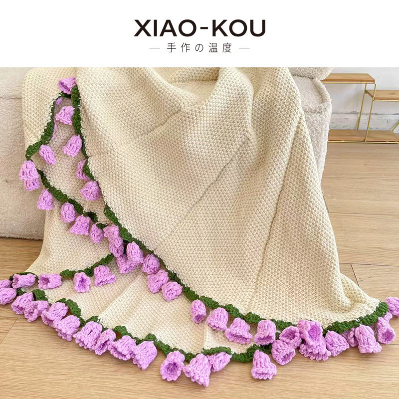 Rose Bouquet Blanket Finished Eternal Flower Nap Flower Blanket Handwoven Decorative Blanket Vintage Wool Blanket Factory Direct Sales