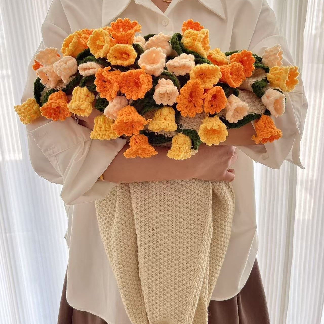 Rose Bouquet Blanket Finished Eternal Flower Nap Flower Blanket Handwoven Decorative Blanket Vintage Wool Blanket Factory Direct Sales